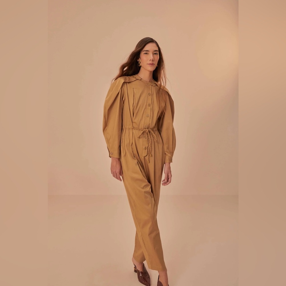 NWT Farm Rio tan Raglan Sleeve Jumpsuit L